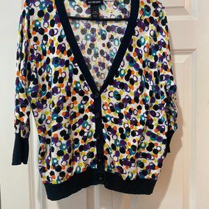 Lane Bryant Womens Bright Color Dots Cardigan Button Up V-Neck Sz 14/16